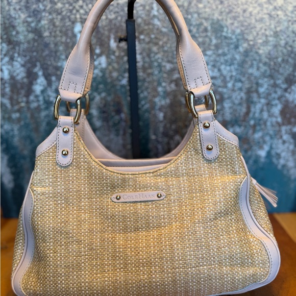 Cole Haan Vintage Late 1990s Woven Straw Satchel - Picture 11 of 16